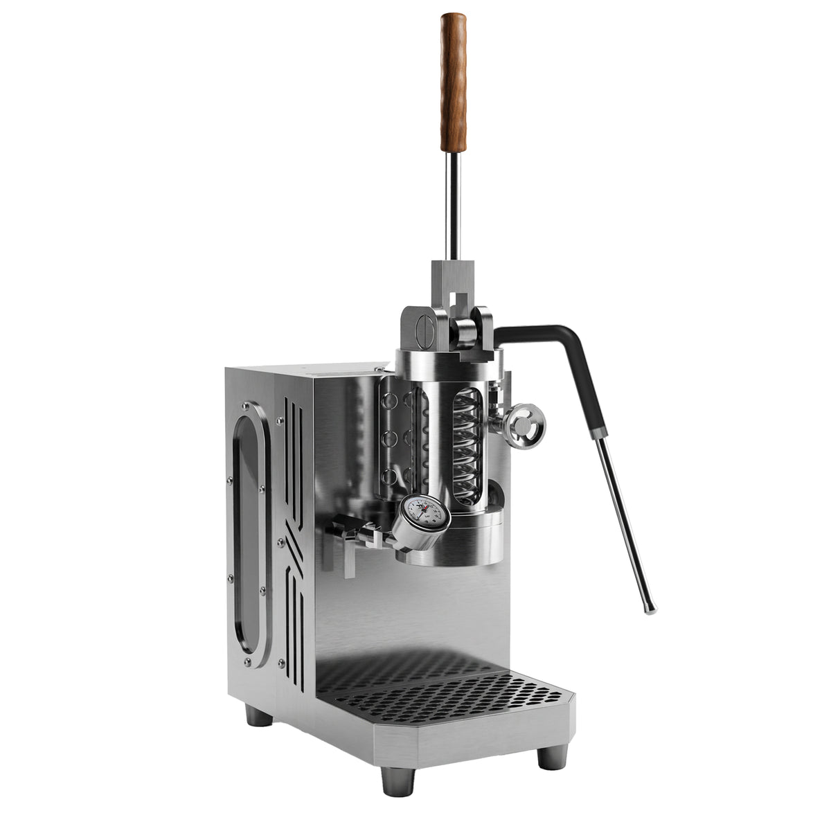 Aleman Gecko Sienas stiprinājuma espresso automāts ar manuālu sviru | Zero-Footprint 58 mm kafijas pagatavošanas ierīce