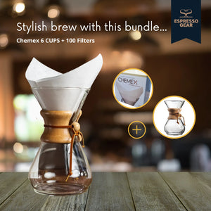 Chemex 6 KRŪZES + 100 Filtri ESPRESSO APRĪKOJUMS